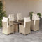 Keyroto Polyrattan Sitzgruppe mit 6 Gartenstuhl Hochlehner Verstellbar Garten Essgruppe 6 Personen Rattan Gartenmöbel Set Garten Essgruppe Gartengarnitur Sitzgarnitur beige and Cream Type-21