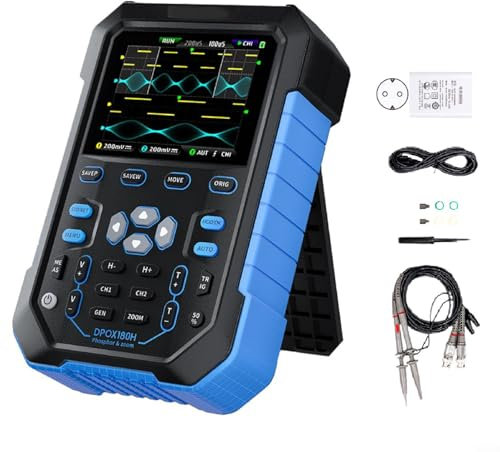 Digitales Hand-Oszilloskop, DPOX180H Handheld 2-Kanal-Oszilloskope 180MHz-3dB Bandbreite Signalgenerator, 500MSPS Max Abtastrate