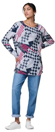 Izabel London Polka Dot Longline Sweatshirt for Women UK with Round Neck, Long Sleeves and Thigh Length Hem.