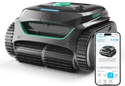 WYBOT C2 Poolroboter Akku Boden und Wand für Einbaupools bis 150㎡, Doppelfiltration, 3-Fach Motor, Starke Saugkraft, Wandkletter & Wasserlinie, 183 Min, App(Schwarz-Grün Grün)