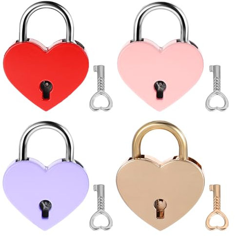 Pack de 4 candados de corazón con llaves candado candado de amor pequeño candado de corazón mini candado para mujer pareja aniversario