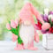 Volsha Mothers Day Gnome Pink Faceless Doll Plush Elf Dwarf Doll Craft Gift with Bouquet for Mum Home Valentine's Day Toy