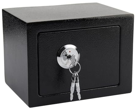 CROWNSHOP Safe Box 23x17×17cm Safety Box Safe Box with 3 Keys Security Steel Key Safe Home Money Safety Box High Security Safe Home Office Money Cash Steel Safe for Home Office