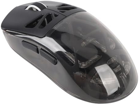 Jectse Transparent Wireless Mouse, Three Connection Modes RGB Gaming Mouse, 3600 DPI Adjustable Ultra Lightweight USB Computer Mouse, for Business Trips Office
