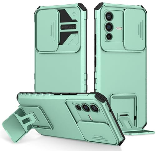 Hülle für vivo V23 5G Hülle Kompatibel mit vivo V23 5G Handyhülle case PC backptare+TPU Soft Shell+Ring Stand ZJ-LTT Light Blue