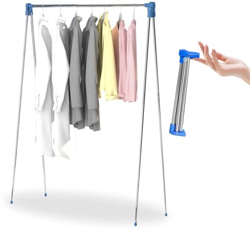 Grillix Tragbarer Kleiderständer - Ausziehbar und Zusammenklappbar aus Stahl, Platzsparend für Reisen, Camping und Zuhause