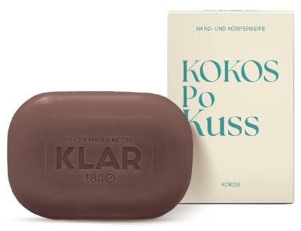Klar Seifen – Duschseife Kokosseife (Maße 8,5 x 5,8 x 3,2 cm, Gewicht 135 g, exotisch) 11945