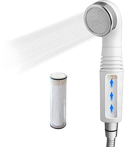 Legionellen-Filter Duschkopf Hochdruck Wasserenthärter Filter entfernt 99,99999% der schädlichen Substanzen (Weiß) SS-886White