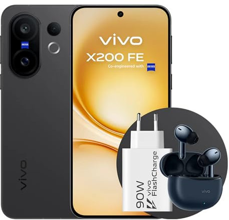 VIVO X200 FE Smartphone 5G, Cellulare 12GB + 512GB, Display LTPO da 6,31 con calibrazione del colore ZEISS Master, fotocamera Superteleobiettivo ZEISS da 50MP con IA, Mediatek Dimensity 9300+