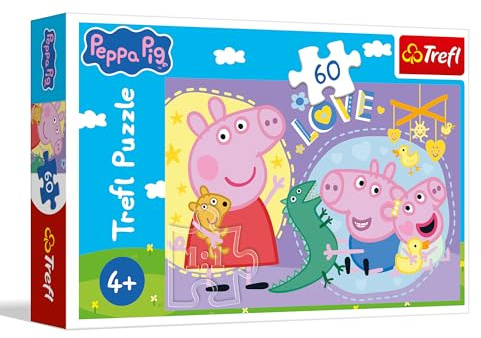 Trefl - Puzzle 60 Teile, Das glückliche Schweinchen,Peppa Pig, 4+