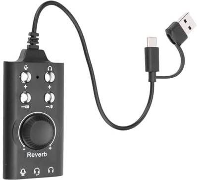 Jectse Carte Son USB avec Contrôle de Volume, Son Surround Virtuel 7.1, Carte Son Stéréo Externe pour Casque de Bureau PC pour Ordinateur Portable, Effets de Changeur de Voix Masculin