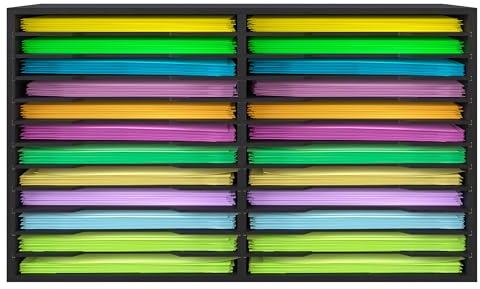 EasyPAG Scrapbook-Papier-Organizer für Bastelraum, 30,5 x 30,5 cm, Schreibtischregal, 24 Fächer, verstellbarer Aktenordner für Büro, Schule, Klassenzimmer, Schwarz
