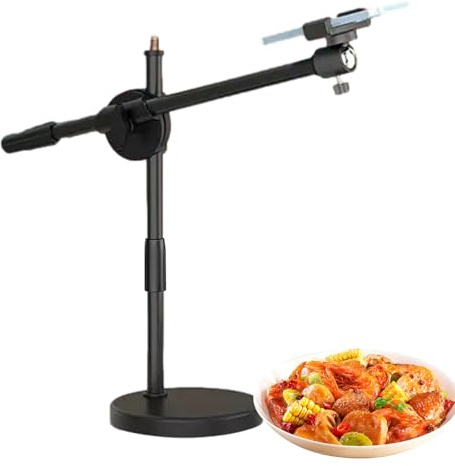 Selfie-Ringlicht Mit Ständer – Höhenverstellbarer Desktop Fotoständer 1/4 | Zoll | USB Beleuchtung Für Live Streaming Food Fotografie | Smartphone Halter Mit Weiß Warm Licht
