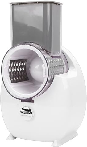 Luocute Rotierende Elektrische Reibe, Rotierender Gemüsehobel, Elektrische Käsereibe, Elektrischer Gemüsehobel mit 4 Austauschbaren Schneidern für Käse, Karotten, Kartoffeln, Gurken, Nüsse