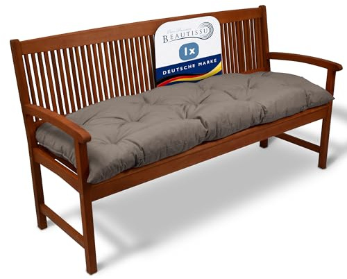 Beautissu Bankauflage Sitzkissen für Gartenbank Sitzbank Bankpolster | 180x50x10cm Taupe Polster Auflage Outdoor für Hollywoodschaukel Gartenbankauflage Sitzer Flair BK