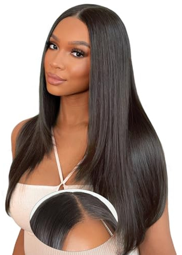 18 Zoll Echthaar Perücke 6x9 Lace Front Wig Human Hair with 200% Density Straight Glueless Human Hair Wigs For Black Women Natürliche Schwarze Farbe Perücken Echthaar Damen (45 cm)