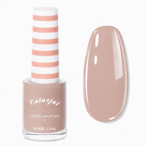 Nude Nail Polish - Natural Brown Nail Varnish Quick Dry - Long Lasting Breathable Beige Nail Polish - High Gloss Neutral Color Nail Varnish - Chip-Resistant for Women DIY Manicure
