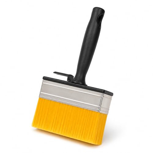 Shed & Fence Brush– Paint Brush With Ergonomic Handle, 12 x 3cm Synthetic Bristles & Handy Bucket Rest For Fast Fence And Shed Painting – Pack Of 1