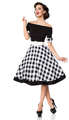 Belsira Schulterfreies Swing-Kleid Frauen Mittellanges Kleid schwarz/wei? 3XL