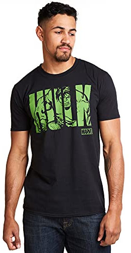 Marvel Herren Hulk Text T-Shirt, Schwarz (Black Blk), X-Large