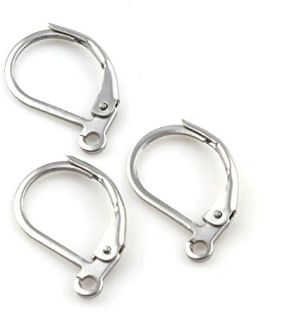 Perlin - 20 Edelstahl 304 Ohrhaken Ohrstecker Ohrringe Klapp Brisuren Ohrhänger Ohr-Verschluss Klappbügel 16mm M133 x2
