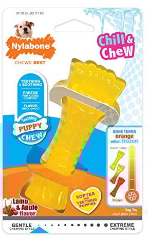 Nylabone Puppy Dog Teething Colour Change Freezer Bone Dog Chew Toy, Lamb & Apple Flavour, Small, for Puppies Up to 11 kg