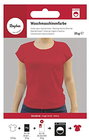 Rayher 35021286 Waschmaschinenfarbe, kirschrot, Btl. 25 g, Textilfarbe Waschmaschine, Färbemittel Textilien