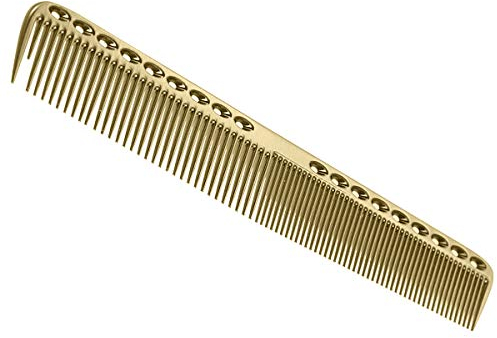 Petyoung Peignes Professionnels Aérospatial Aviation Aluminium Coupe en métal Peigne Coiffure Coiffure Barbiers Peigne de Salon (Color : Gold, Size : L)