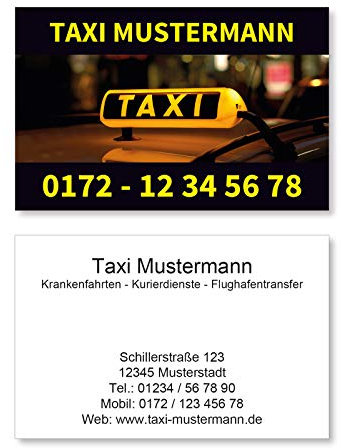 1000 Visitenkarten für Taxi Kurier Transport - 350g Bilderdruck matt