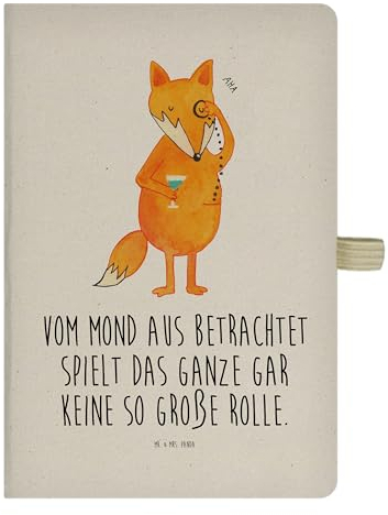 Mr. & Mrs. Panda DIN A5 Baumwoll Notizbuch Fuchs Lord - Geschenk, neugierig, Motivation Spruch, Notizbuch A5 Hardcover, Cocktail, Spruch lustig,