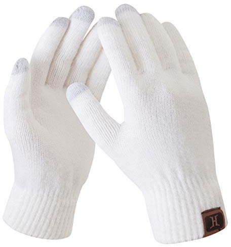 Bequemer Laden Damen Winter Warme Touchscreen Handschuhe Weiß