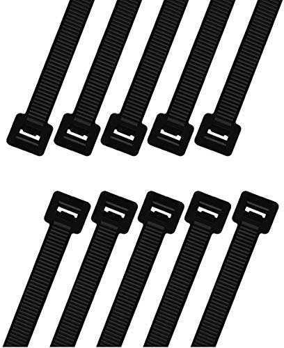 intervisio Fascette Plastica per Cablaggio Lunghe 1500 mm x 9 mm, Fermacavo Grandi Nere Elettricista 1500mm Nylon Cavi Stringicavo, Nero, 10 Pezzi