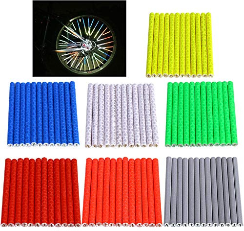 SANNIX 84pcs/7 Sets Bicycle Spoke Skins Wraps Bicycle Wheel Spoke Reflector Reflective Kids Road Mountain Bike Colorful Wheel Decoration Reflectors