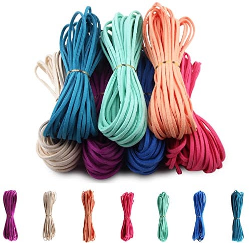Candygirl 7 Rolls Faux Suede Cord Leather Cord Beading String Rope Thread for Making Bracelet Necklace Jewelry DIY Crafts