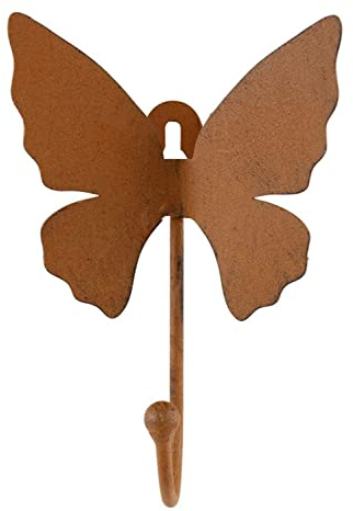 1a-Handelsagentur Metall Garderobenhaken Schmetterling Rostbraun Wandhaken Wandgarderobe Haken