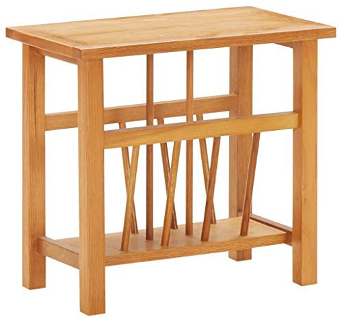Tidyard Zeitungstisch Beistelltisch Zeitschriftenhalter Zeitungsständer Magazinständer Holztisch 45×27×42 cm Eiche Massivholz und MDF