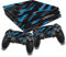 Schutz Folie Sticker Set für Spiele Konsole und Controller Gehäuse Aufkleber Vinyl Skin gegen Kratzer Design Cover passgenau selbstklebend RX022 (PS4 Pro, Nr. 24 Neon Blau)