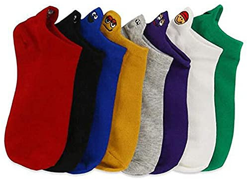 8 Paare Damen Socken Baumwolle Komfortabel Netter Cartoon Bestickte Lustig kurz Unisex Knöchel Socken