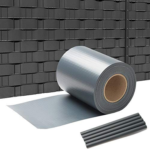 SWANEW Bandes Brise-Vue pour Panneaux à Double Fil - Anthracite - 35 m x 19 cm - avec 30 Clips - Film Brise-Vue en PVC pour clôture, clôture de Jardin, clôture à Double Barre, Brise-Vue