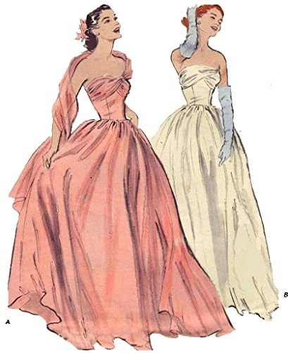 Butterick 1950er Schnittmuster: Ballkleid, Ballkleid, Brautkleid, Brustumfang 81 cm