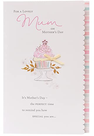 UK Greetings Mother's Day Card With Envelope - Cupcake Design, Pale