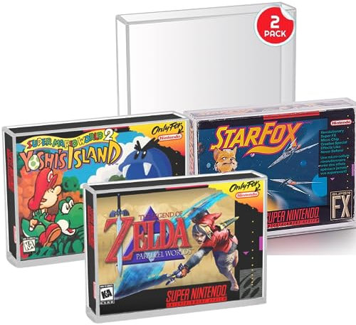 EVORETRO Custodia protettiva in acrilico trasparente compatibile con SNES e N64, spessore 4 mm, antigraffio, antipolvere, resistente ai raggi UV (confezione da 2)