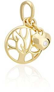 NKlaus 10mm albero della vita ciondolo 585 oro giallo 14 carati con cuore e zirconi bianco