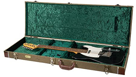 Crossrock Custodia in legno stile vintage per chitarra elettrica Fender Telecaster e Stratocaster, verde (CRW700EGN)