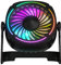 Piccolo ventilatore da tavolo USB RGB da tavolo portatile con flusso d'aria a 3 livelli, 8 luci LED a colori, rotazione a 360°, mini ventilatore personale silenzioso per casa e ufficio
