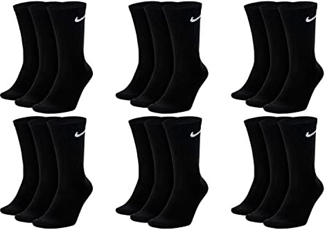 Nike 9 Paar Everyday Lightweight Crew SX7676 Tennis Socke weiß schwarz grau, Farbe:Schwarz, Größe:46-50