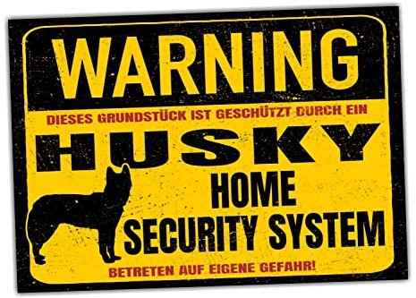Husky Schild Warning Security System Türschild Hundeschild Warnschild Schild Hund Siberian