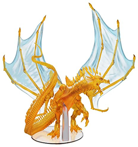 Dungeons & Dragons D&D Icons of The Realms: Adult Topaz Dragon - Pre-Painted Miniatures, Translucent, RPG Figure, for Display & Tabletop Use, Roleplaying