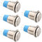 RUNCCI-YUN 5 Piezas 16mm Momentáneo Pulsador de Metal DC 3A 12V-24V Acero Inoxidable Impermeable Interruptor de Botón Redondo para Coche Lámpara Timbre (Cabeza Plana) Anillo de Luz LED Azul