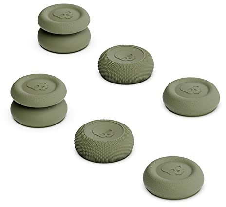 Juego de agarres para el pulgar del mando,6PCS Tapas de palanca de mando para PS4/Para PS5 (Verde militar)